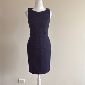 Ann Taylor Blue Sleeveless Sheath Dress Scoop Neck